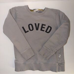V&crew "LOVED" Grey Organic Cotton Sweatshirt - Kids Size 5-6 Years